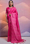 Woven Art Silk Saree in Pink
