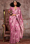Woven Art Silk Saree in Pink