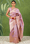 Woven Art Silk Saree in Pink