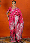 Woven Art Silk Saree in Pink