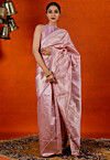 Woven Art Silk Saree in Pink