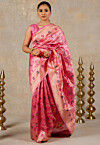 Woven Art Silk Saree in Pink