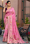 Woven Art Silk Saree in Pink