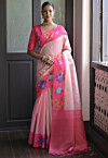 Woven Art Silk Saree in Pink