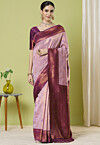 Woven Art Silk Saree in Pink