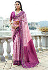 Woven Art Silk Saree in Pink