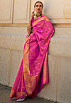 Woven Art Silk Saree in Pink