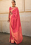 Woven Art Silk Saree in Pink
