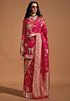 Woven Art Silk Saree in Pink