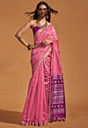Woven Art Silk Saree in Pink