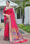 Woven Art Silk Saree in Pink