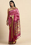 Woven Art Silk Saree in Pink