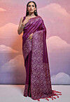 Woven Art Silk Saree in Purple