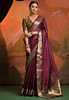 Woven Art Silk Saree in Purple