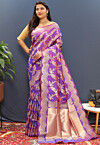 Woven Art Silk Saree in Purple