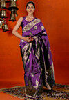 Woven Art Silk Saree in Purple