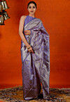 Woven Art Silk Saree in Purple