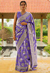 Woven Art Silk Saree in Purple