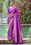 Woven Art Silk Saree in Purple