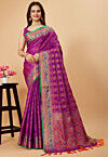 Woven Art Silk Saree in Purple