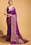 Woven Art Silk Saree in Purple