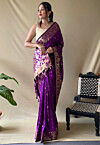 Woven Art Silk Saree in Purple