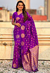 Woven Art Silk Saree in Purple