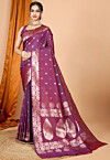 Woven Art Silk Saree in Purple