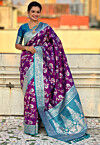 Woven Art Silk Saree in Purple