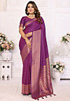 Woven Art Silk Saree in Purple
