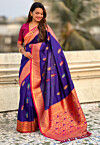 Woven Art Silk Saree in Purple