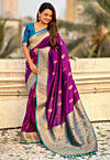 Woven Art Silk Saree in Purple