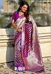 Woven Art Silk Saree in Purple