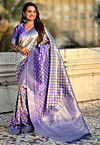 Woven Art Silk Saree in Purple