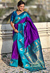 Woven Art Silk Saree in Purple
