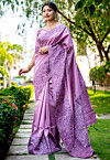 Woven Art Silk Saree in Purple