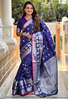Woven Art Silk Saree in Purple