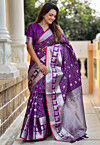 Woven Art Silk Saree in Purple