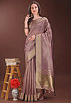 Woven Art Silk Saree in Purple