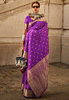 Woven Art Silk Saree in Purple