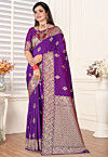 Woven Art Silk Saree in Purple