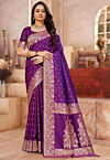 Woven Art Silk Saree in Purple