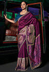 Woven Art Silk Saree in Purple