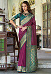 Woven Art Silk Saree in Purple