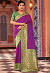 Woven Art Silk Saree in Purple
