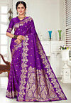 Woven Art Silk Saree in Purple