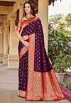 Woven Art Silk Saree in Purple