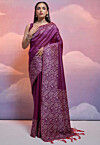 Woven Art Silk Saree in Purple