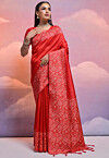 Woven Art Silk Saree in Red