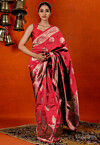 Woven Art Silk Saree in Red